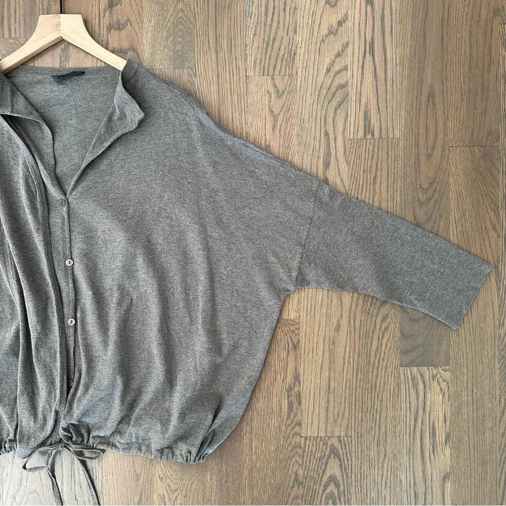 Oska Cashmere Blend Drawstring Waist Oversize Cardigan Sweater Light Brown Large